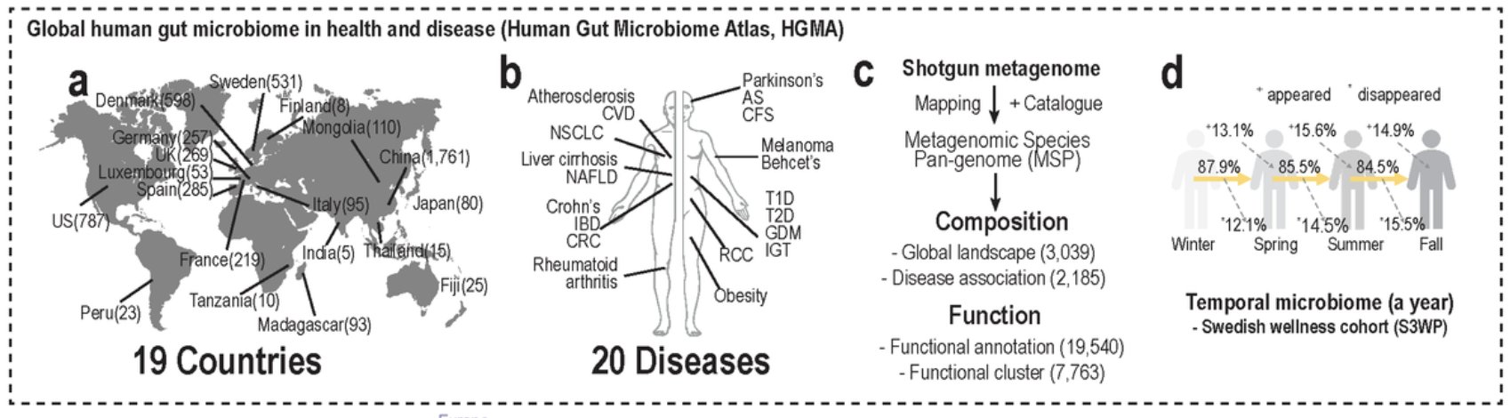 Global and temporal state of the human gut microbiome in health and disease